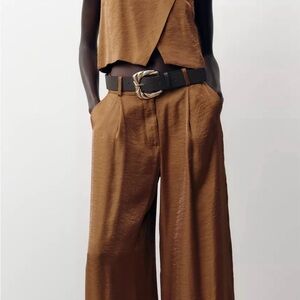 Zara copper Wide-Leg Pants